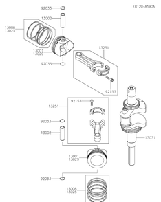 Fxt00v-Bs42 Piston And Crankshaft Diagram and Parts List for FXT00V-BS42  Cub Cadet Lawn Tractor
